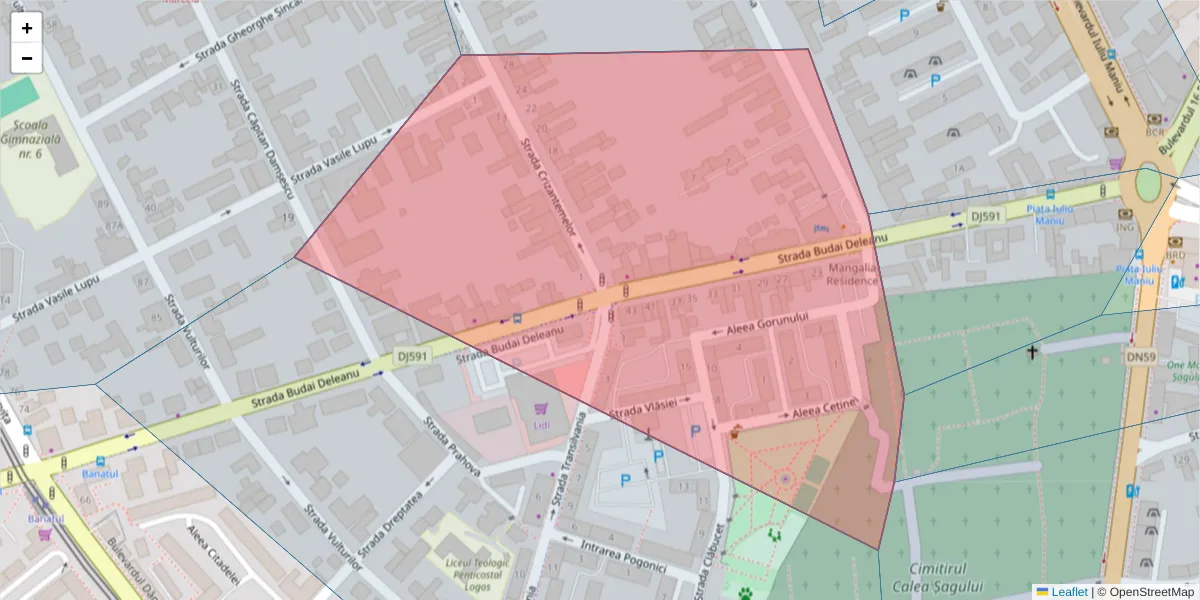 Hartă a codului poștal  și a codurilor poștale învecinate