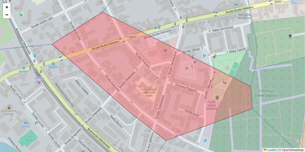 Hartă a codului poștal  și a codurilor poștale învecinate