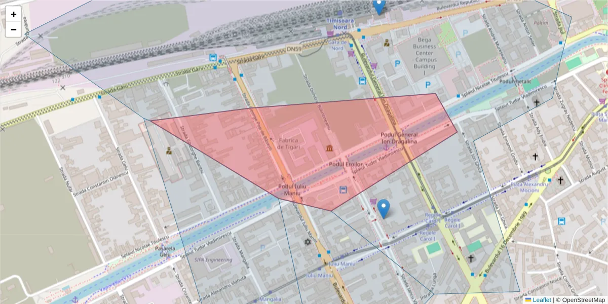 Hartă a codului poștal  și a codurilor poștale învecinate