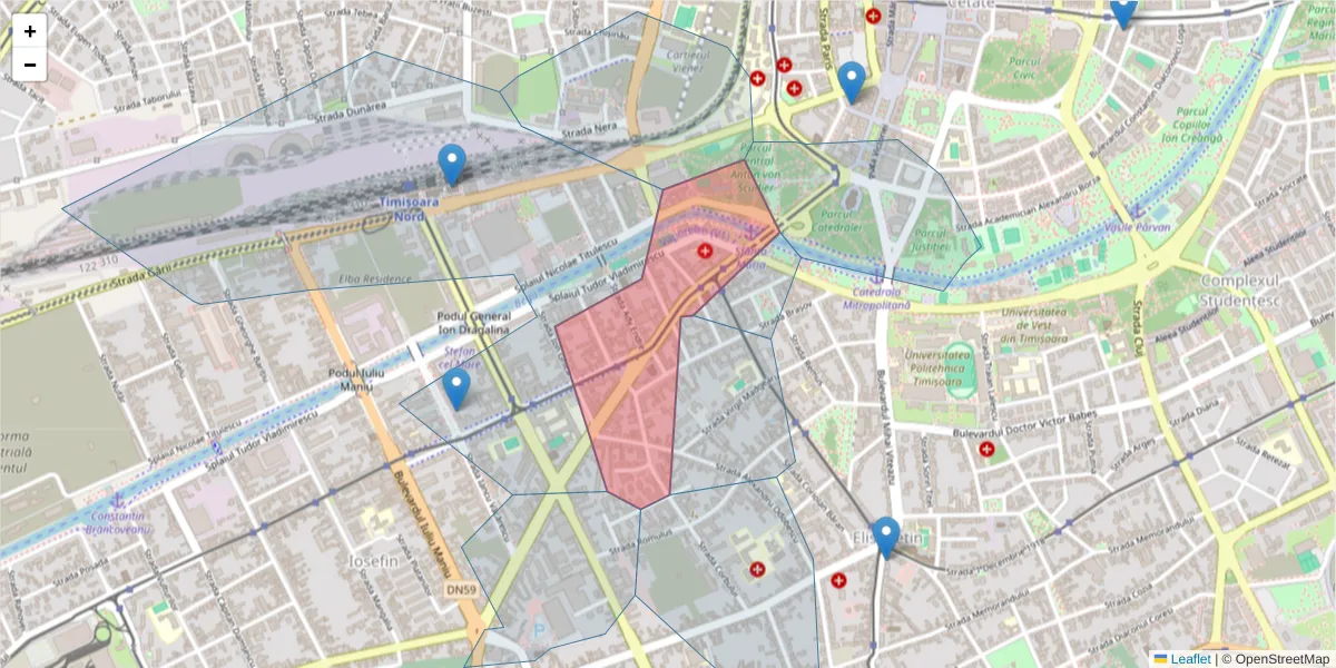 Hartă a codului poștal  și a codurilor poștale învecinate