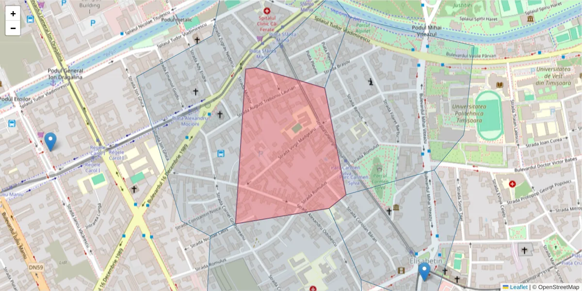 Hartă a codului poștal  și a codurilor poștale învecinate