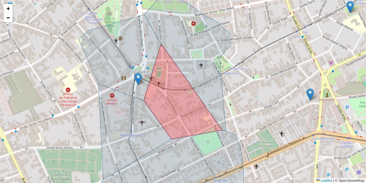 Hartă a codului poștal  și a codurilor poștale învecinate