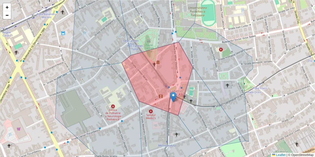 Hartă a codului poștal  și a codurilor poștale învecinate