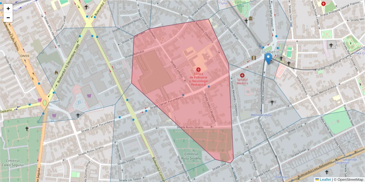 Hartă a codului poștal  și a codurilor poștale învecinate