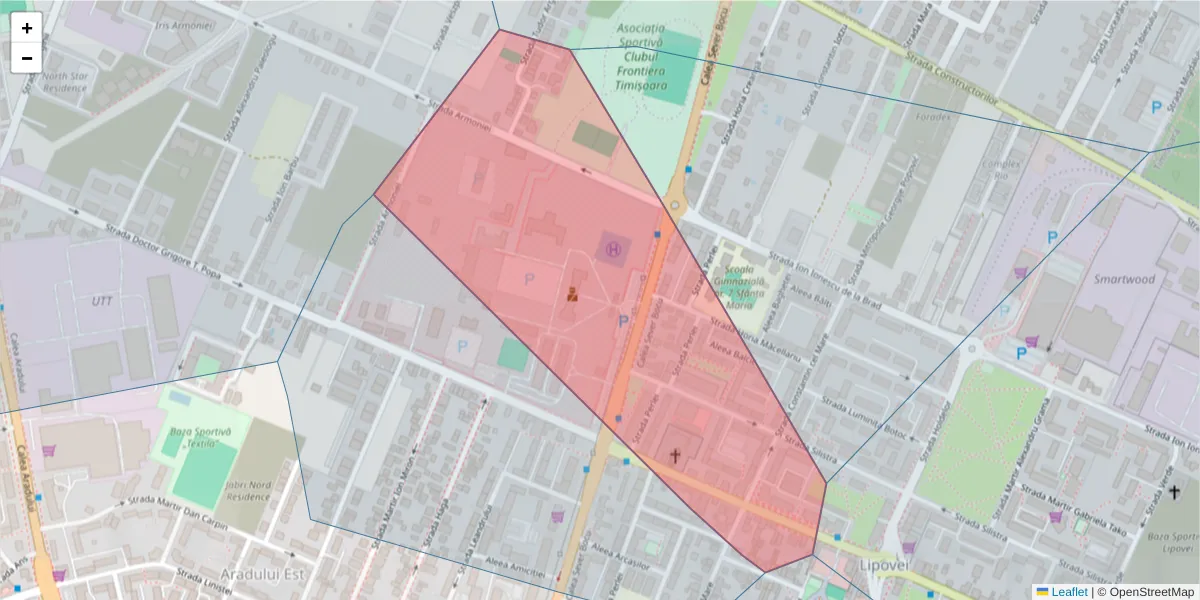 Hartă a codului poștal  și a codurilor poștale învecinate