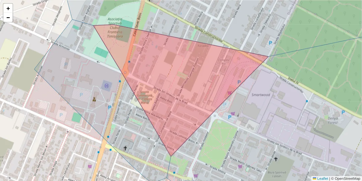 Hartă a codului poștal  și a codurilor poștale învecinate