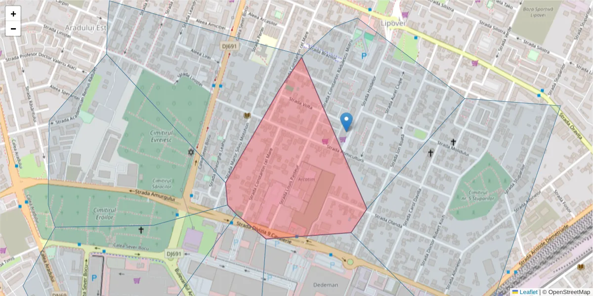 Hartă a codului poștal  și a codurilor poștale învecinate