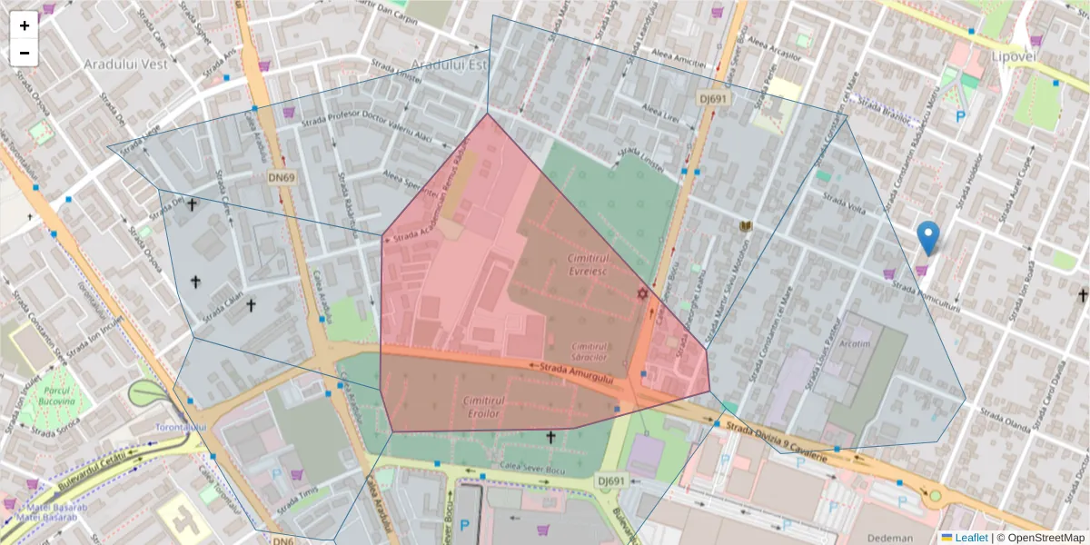 Hartă a codului poștal  și a codurilor poștale învecinate
