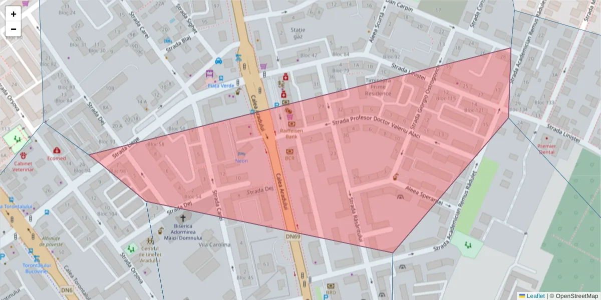 Hartă a codului poștal  și a codurilor poștale învecinate