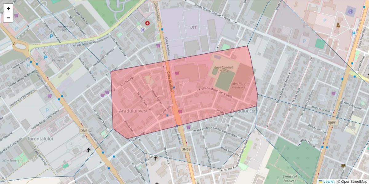 Hartă a codului poștal  și a codurilor poștale învecinate