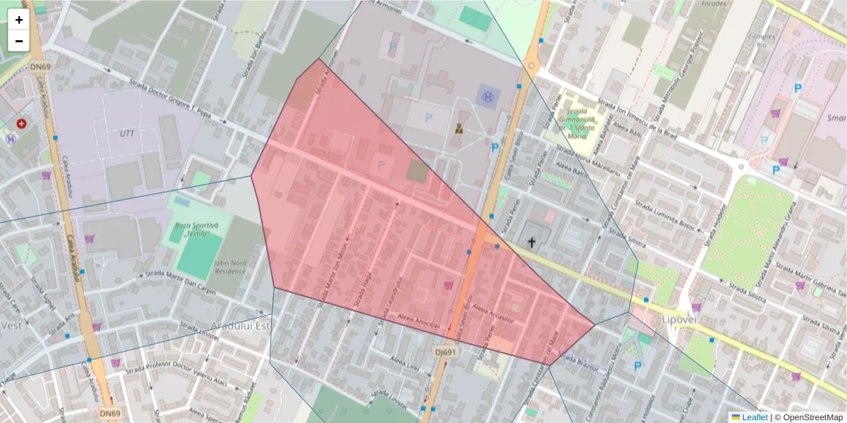 Hartă a codului poștal  și a codurilor poștale învecinate