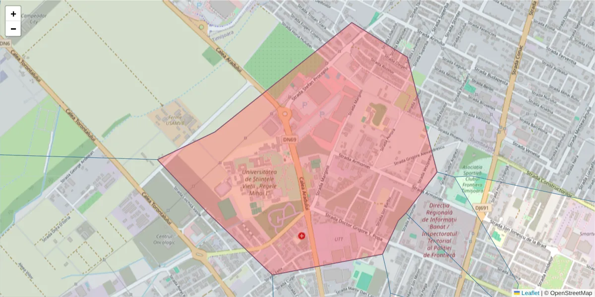 Hartă a codului poștal  și a codurilor poștale învecinate