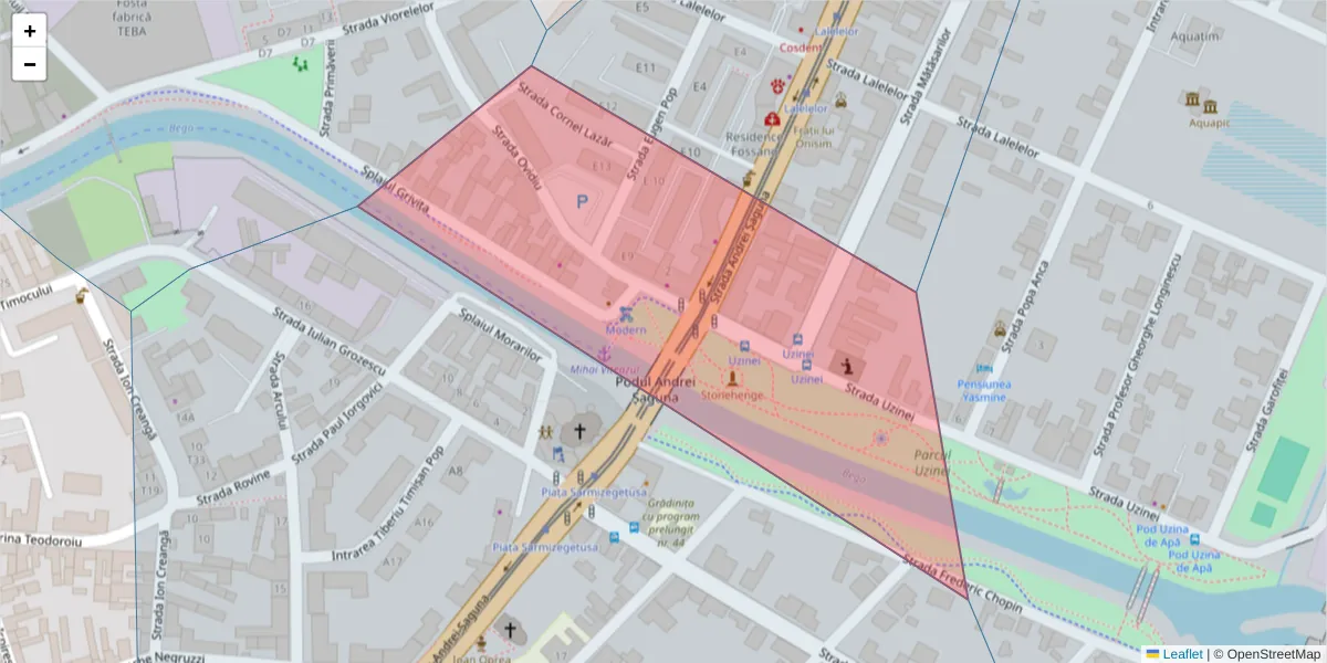 Hartă a codului poștal  și a codurilor poștale învecinate