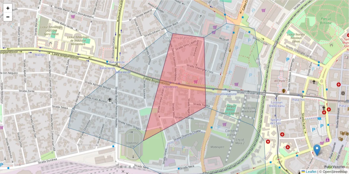 Hartă a codului poștal  și a codurilor poștale învecinate