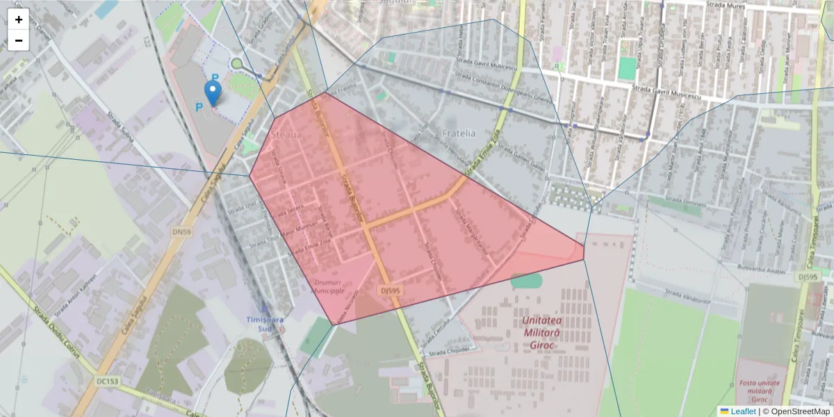 Hartă a codului poștal  și a codurilor poștale învecinate