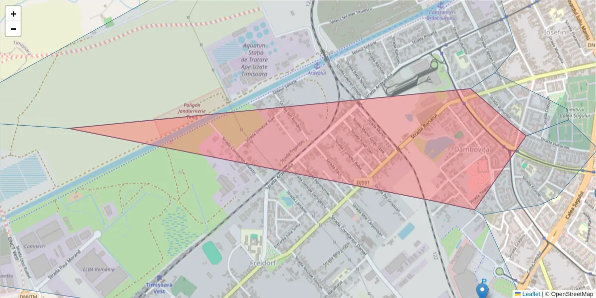 Hartă a codului poștal  și a codurilor poștale învecinate