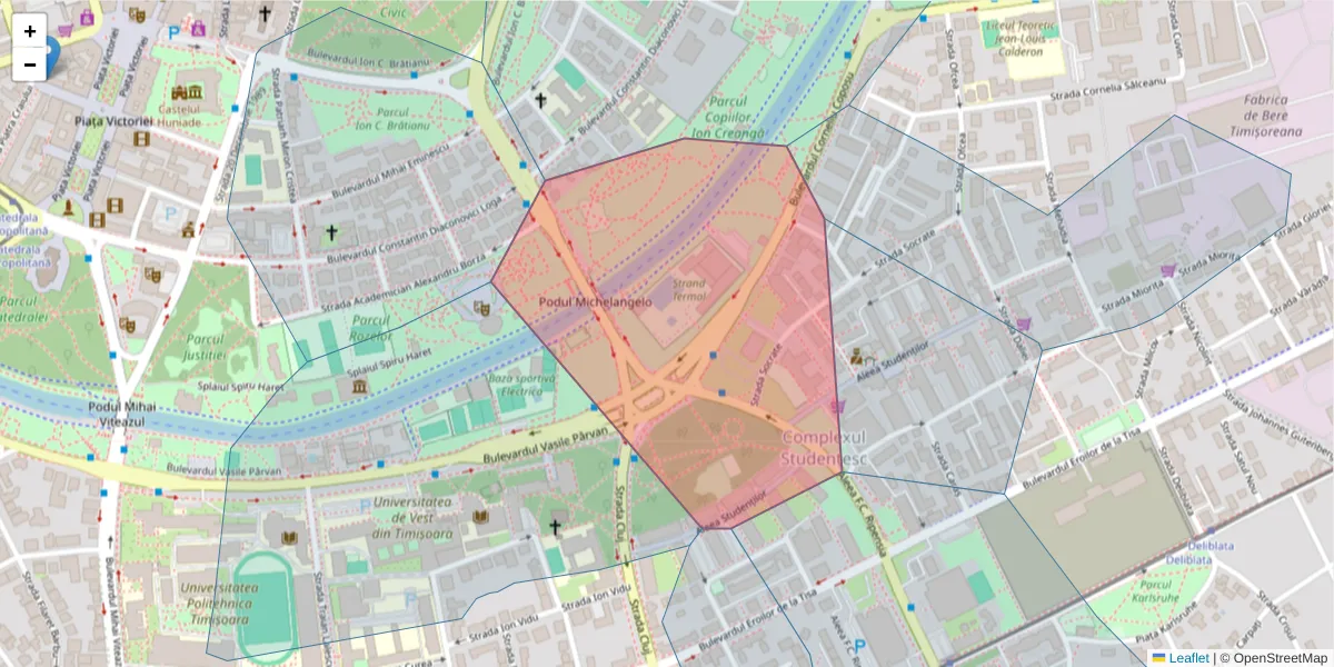 Hartă a codului poștal  și a codurilor poștale învecinate