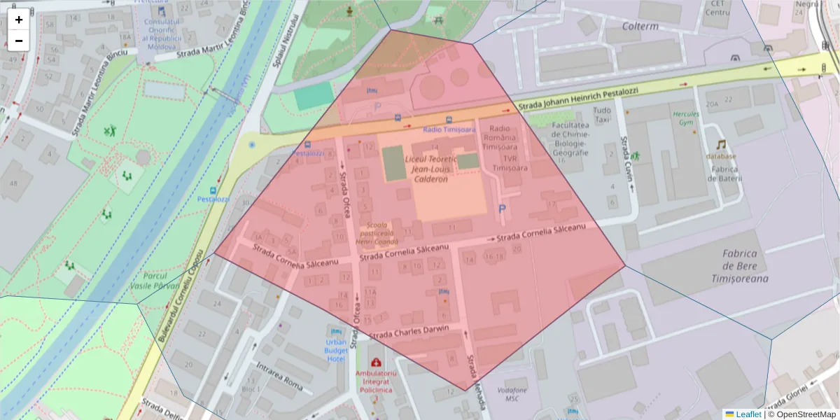 Hartă a codului poștal  și a codurilor poștale învecinate