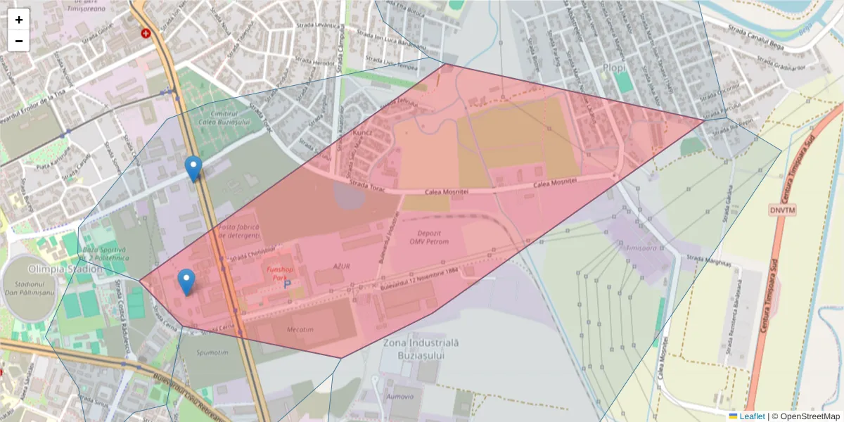 Hartă a codului poștal  și a codurilor poștale învecinate