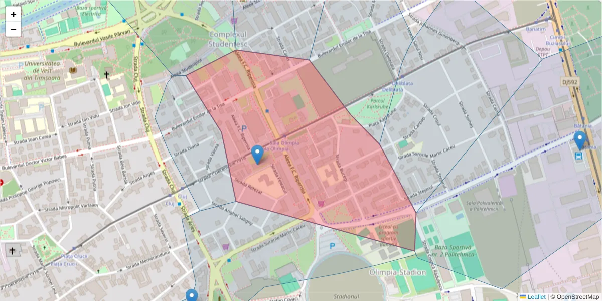 Hartă a codului poștal  și a codurilor poștale învecinate