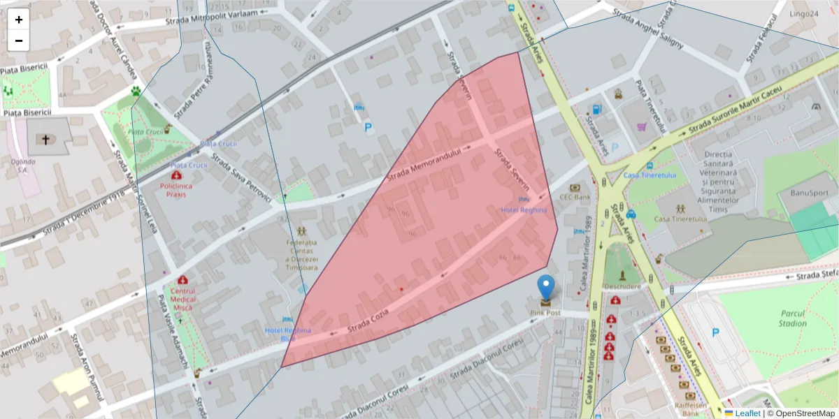 Hartă a codului poștal  și a codurilor poștale învecinate