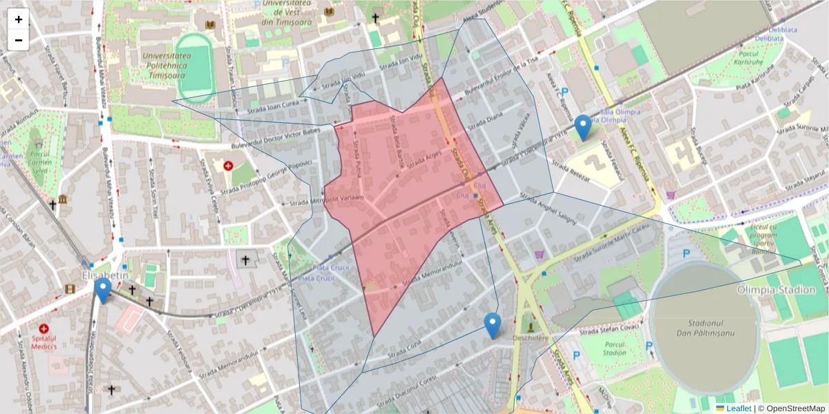 Hartă a codului poștal  și a codurilor poștale învecinate