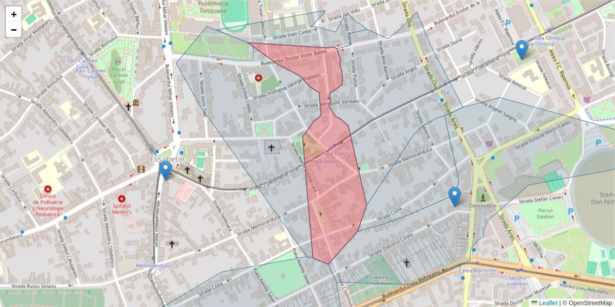 Hartă a codului poștal  și a codurilor poștale învecinate