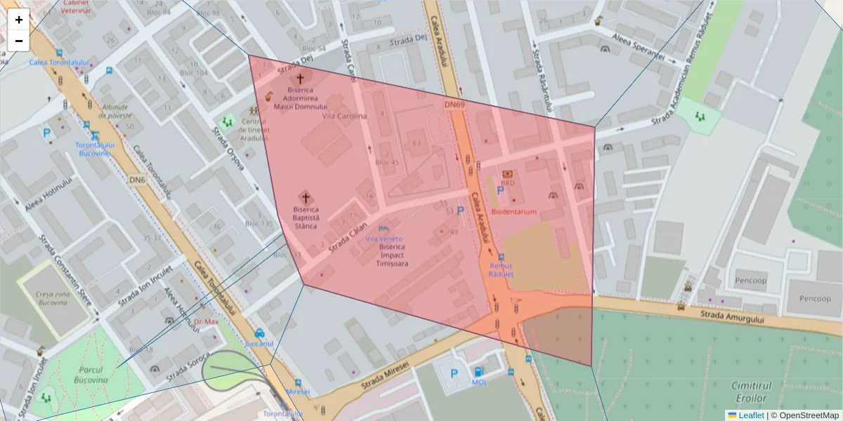 Hartă a codului poștal  și a codurilor poștale învecinate