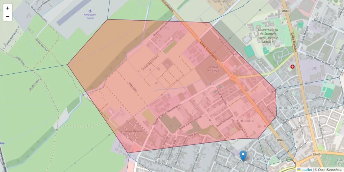 Hartă a codului poștal  și a codurilor poștale învecinate
