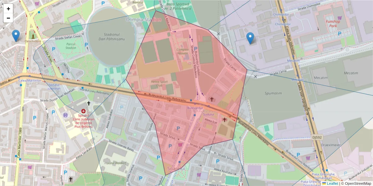 Hartă a codului poștal  și a codurilor poștale învecinate