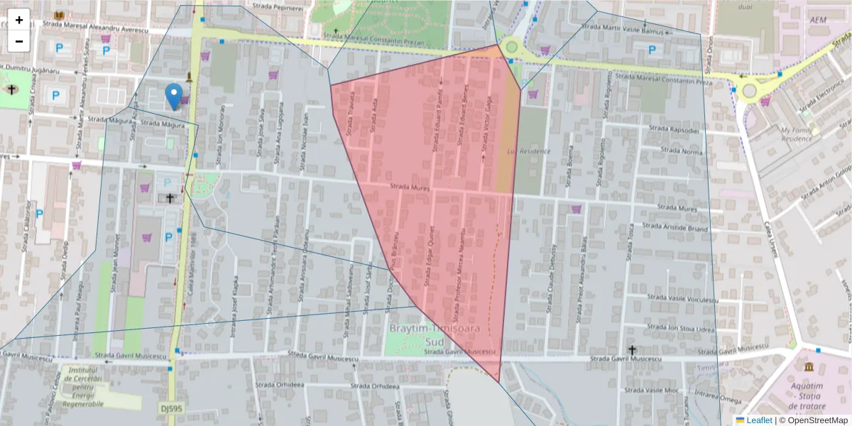 Hartă a codului poștal  și a codurilor poștale învecinate