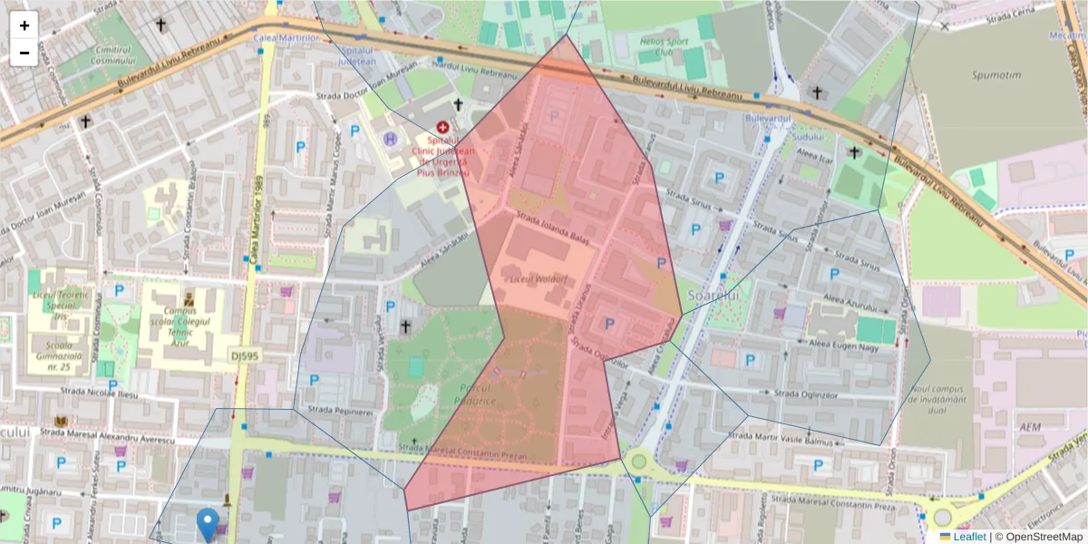 Hartă a codului poștal  și a codurilor poștale învecinate