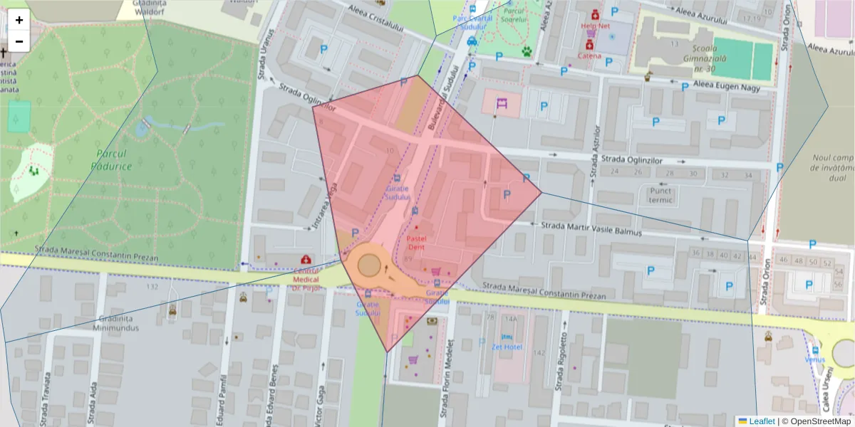 Hartă a codului poștal  și a codurilor poștale învecinate