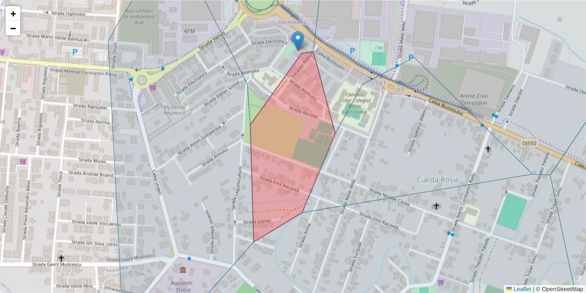 Hartă a codului poștal  și a codurilor poștale învecinate