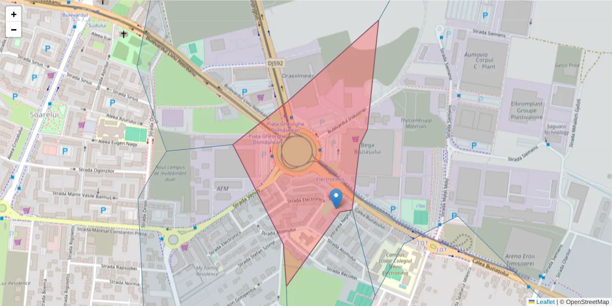 Hartă a codului poștal  și a codurilor poștale învecinate