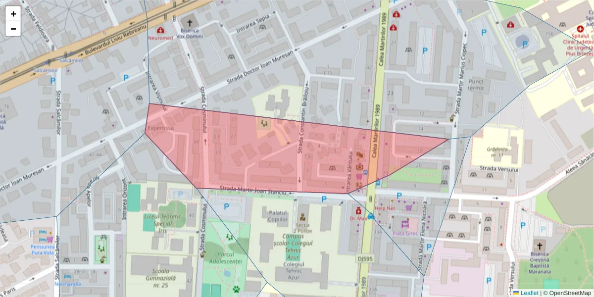 Hartă a codului poștal  și a codurilor poștale învecinate