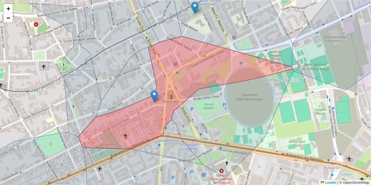 Hartă a codului poștal  și a codurilor poștale învecinate