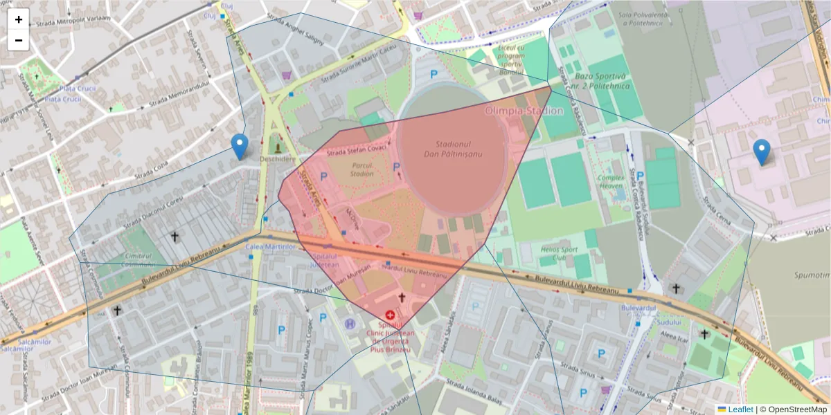 Hartă a codului poștal  și a codurilor poștale învecinate