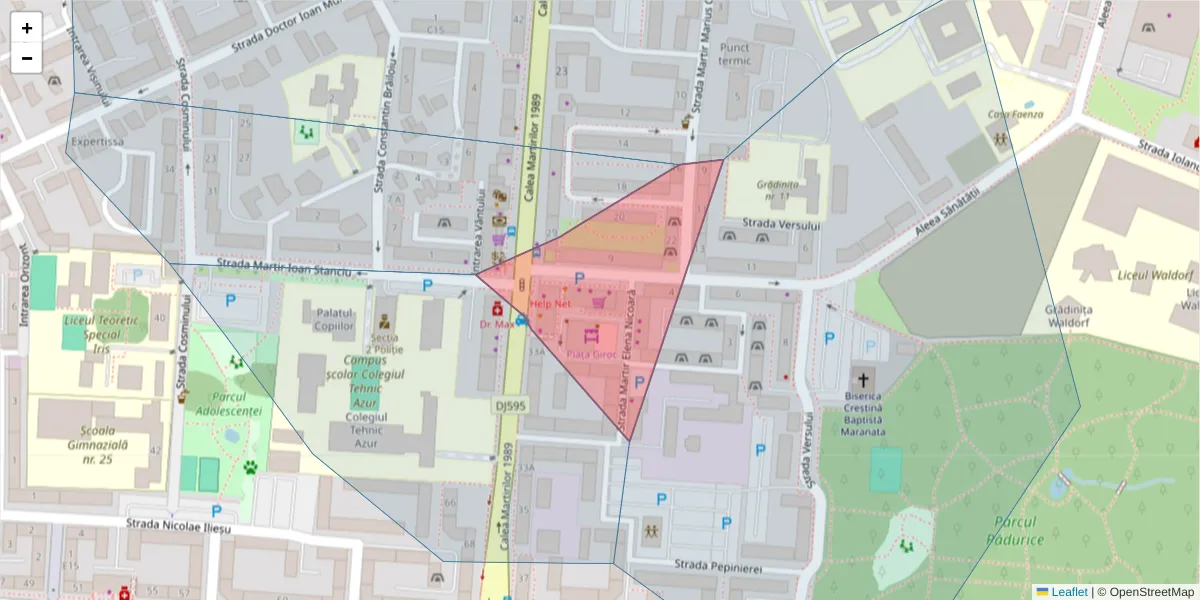 Hartă a codului poștal  și a codurilor poștale învecinate