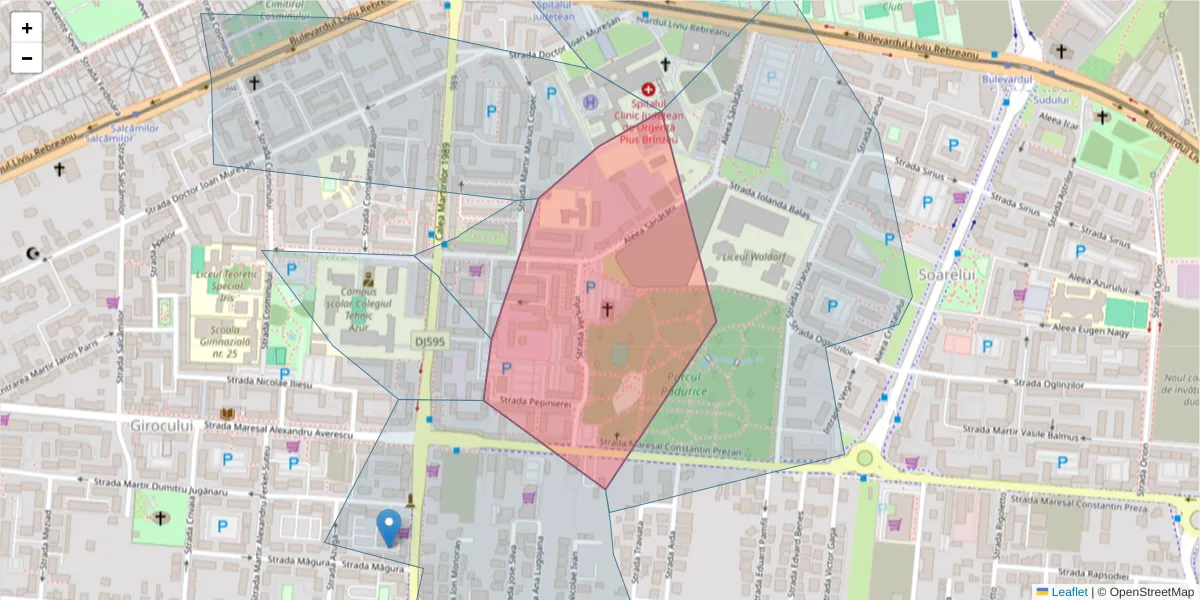 Hartă a codului poștal  și a codurilor poștale învecinate