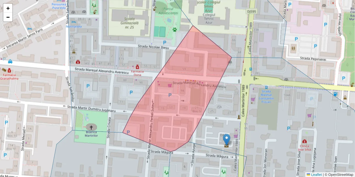 Hartă a codului poștal  și a codurilor poștale învecinate