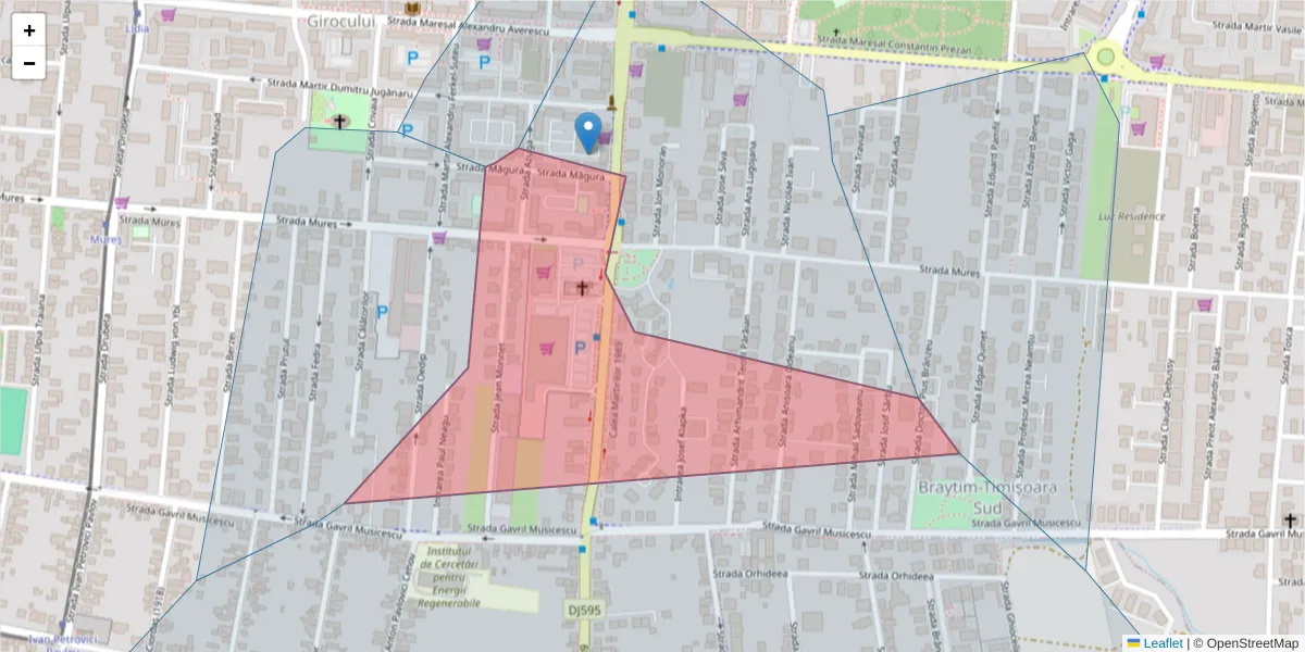 Hartă a codului poștal  și a codurilor poștale învecinate