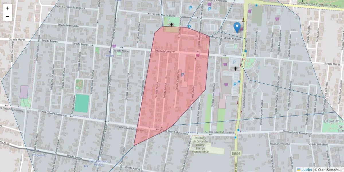 Hartă a codului poștal  și a codurilor poștale învecinate