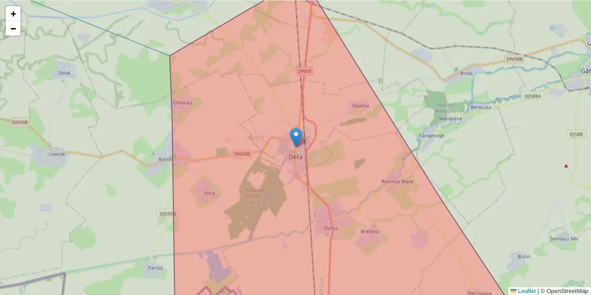 Hartă a codului poștal  și a codurilor poștale învecinate