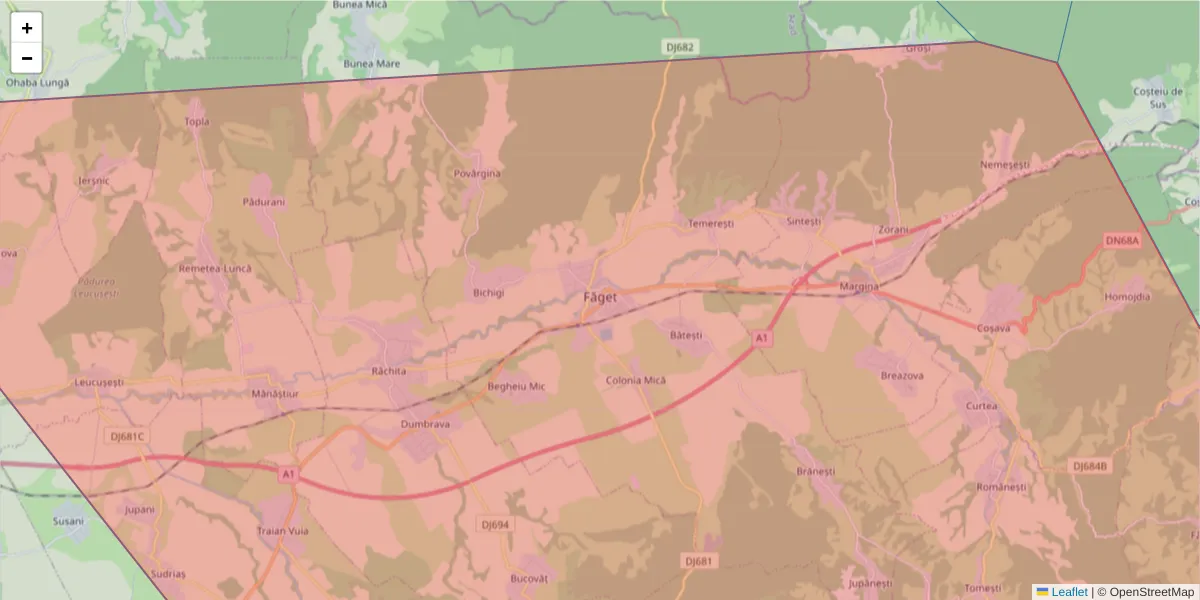 Hartă a codului poștal  și a codurilor poștale învecinate