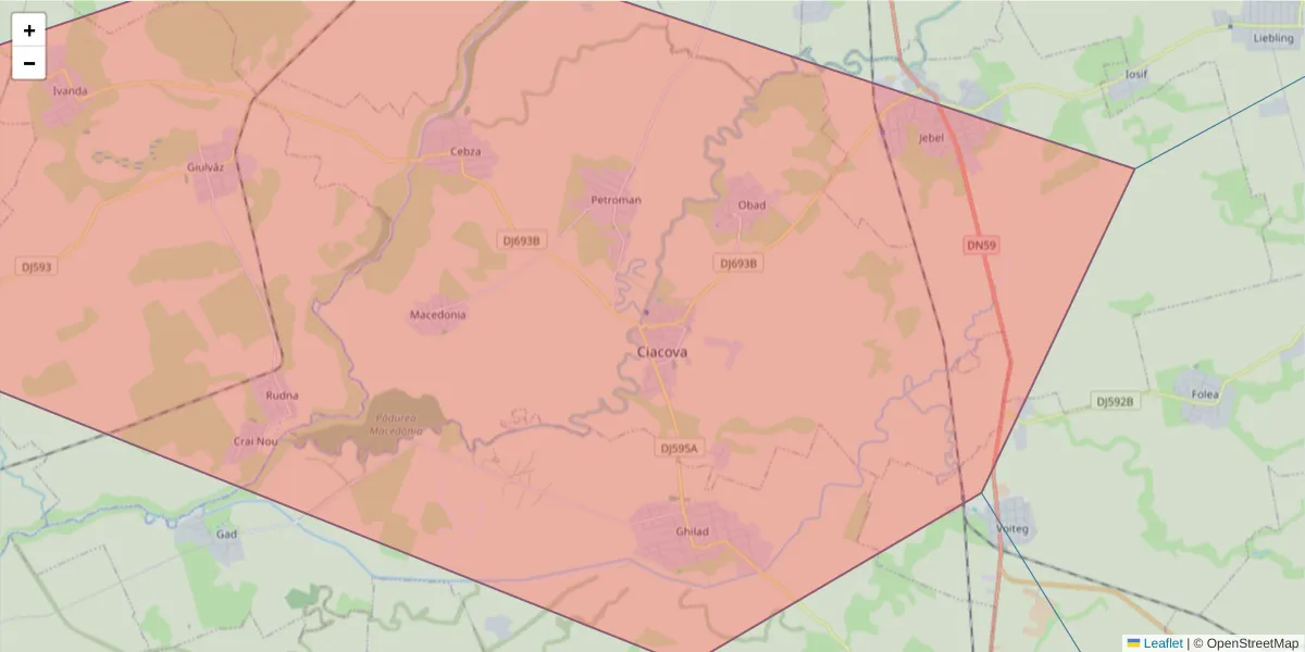 Hartă a codului poștal  și a codurilor poștale învecinate