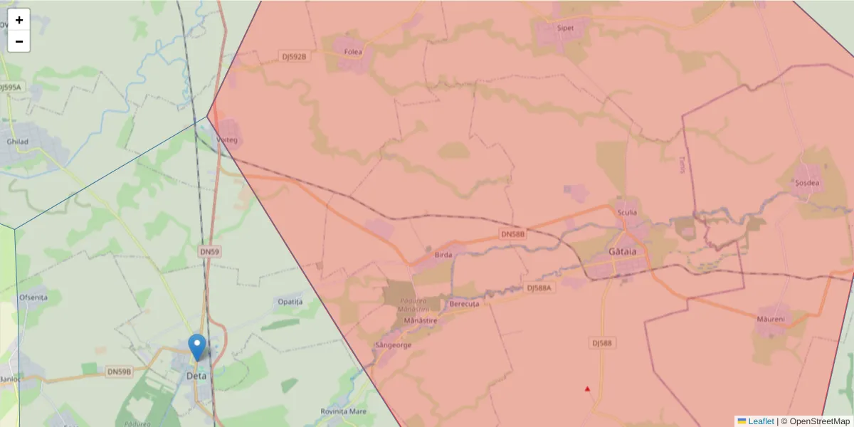 Hartă a codului poștal  și a codurilor poștale învecinate