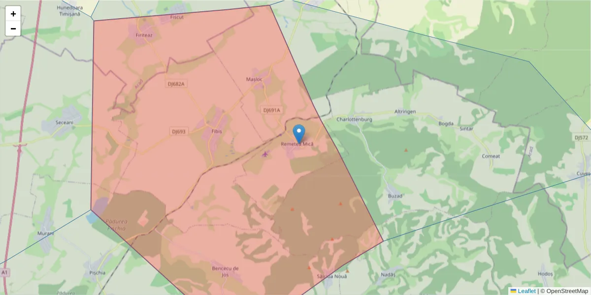 Hartă a codului poștal  și a codurilor poștale învecinate