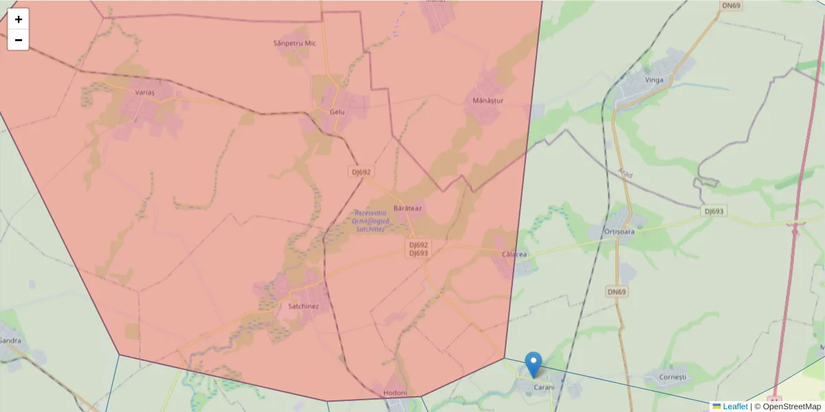 Hartă a codului poștal  și a codurilor poștale învecinate