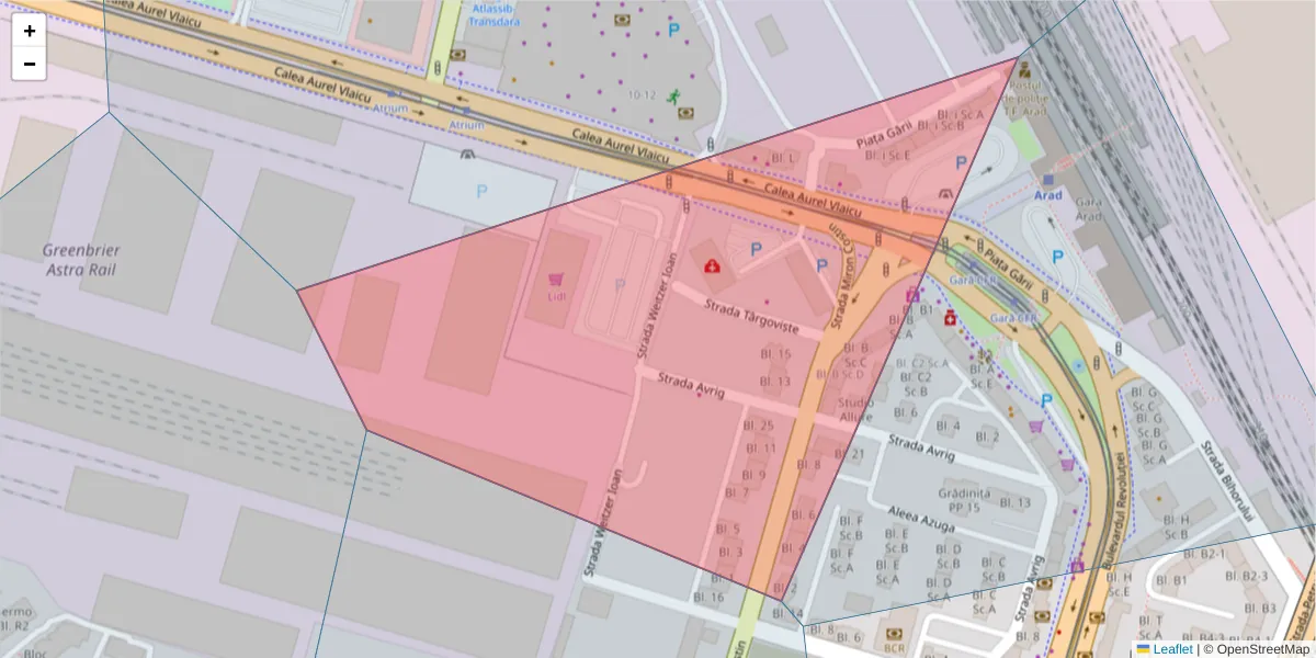 Hartă a codului poștal  și a codurilor poștale învecinate